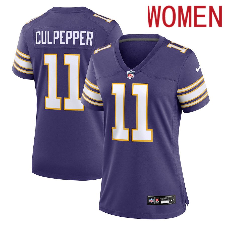 Women Minnesota Vikings #11 Daunte Culpepper Nike Purple Classic Retired Player Game NFL Jersey->women nfl jersey->Women Jersey